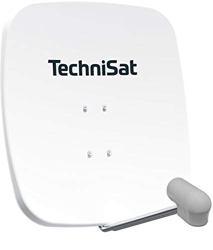 TechniSat SATMAN 65 PLUS – Satellitenschüssel für 1 Teilnehmer (65 cm Sat Komplettanlage, Spiegel mit Masthalterung und UNYSAT Single-LNB im Wetterschutz-Gehäuse) weiß