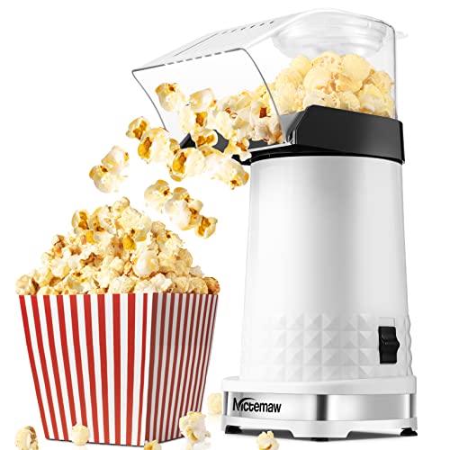 Popcornmaschine 1200W Heißluft Popcorn Maker, Popcorn Maschine, Automatische Heißluft-Popcorn-Maschine für Zuhause, mit Messbecher und abnehmbarem Deckel Weiß