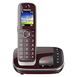 Panasonic KX-TGJ320GR Familien-Telefon mit Anrufbeantworter (schnurloses Telefon, strahlungsarm, Anrufschutz, DECT Basisstation, Freisprechen) weinrot