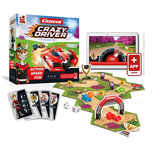 Rudy Games Crazy Driver – Interaktives Rennspiel mit App – Actionreiches Gesellschaftsspiel für die ganze Familie und Freunde – Ab 8 Jahren – Für 2-4 Spieler