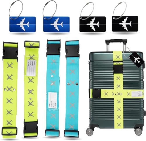 20er Kofferband & 20er Kofferanhänger Set farbig - als Adressanhänger für Koffer & Gepäck - Koffergurte zum Reisen & Fliegen (5)