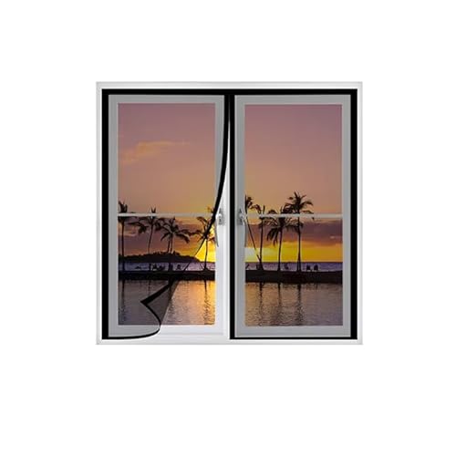 Moskitonetz für Tür und Fenster, automatisch schließendes Fenster, Moskitonetze, extrem widerstandsfähiges Netz, schwarz/80 x 115 cm