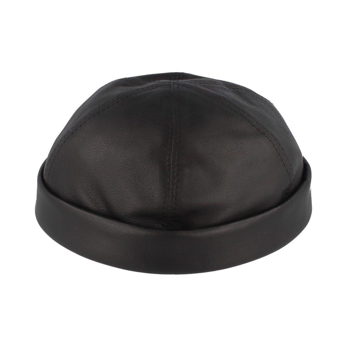 Bullani Docker-Cap | Docker-Mütze | Seemannsmütze aus 100% Leder – Bequem & Hautverträglich (54, schwarz)