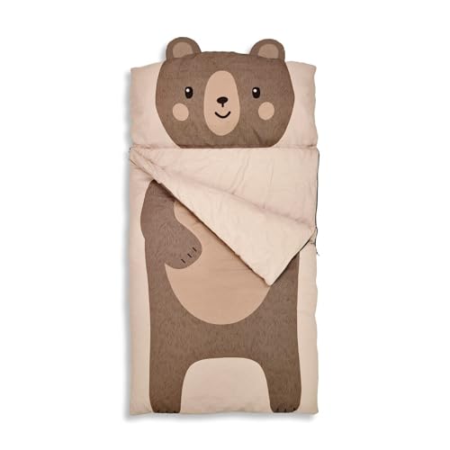 Albero Mio Kinderschlafsack | 150x75 cm | Kinderschlafsack | Kinderzimmer Set | 100% Baumwolle | Für Jungen und Mädchen | Teddybär