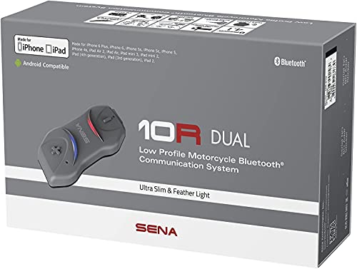 Sena 10R-01D Flaches Bluetooth Headset und Sprechanlage für Motorräder - Dopplepack, Schwarz