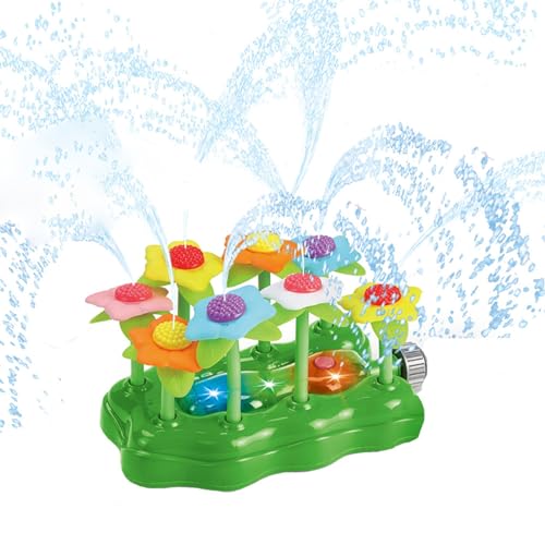 bephible Sommer Wasserspielzeug Breiter Sprühbereich Sprinkler Kinder Rotary Hubschrauber Frosch Blume Rakete Merry-go-round Outdoor Garten Hinterhof Rasen Squirt für Kleinkinder Grün