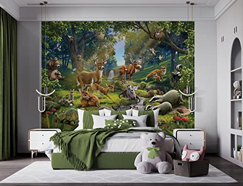 Walltastic Animals of The Forest 6 Paneele FSC-Papier, mehrfarbig, 2,4 m hoch x 3 m breit, 1 Größe