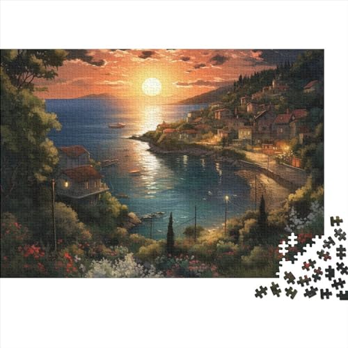 Sonnenuntergang über dem Hafen 500 Stück Puzzles Für Erwachsene, 500 Puzzleteilige, Bwechslungsreiche Puzzle Für Erwachsene, Puzzle-Geschenk, Familiendekorationen 500pcs (52x38cm)
