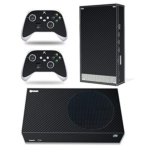 Vinyl-Aufkleber für Microsoft Xbox Serie S Konsole, Schwarz Carbonfaser Xbox Serie S Skins Wrap Aufkleber mit zwei kostenlosen kabellosen Controller-Aufklebern