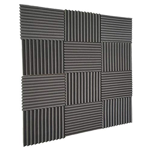 48 Stück 30,5 x 30,5 x 2,5 cm Akustikplatten Studio-Schalldämmung Schaumstoff-Keilfliesen Wandplatten (schwarz)