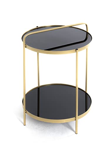 HAKU Möbel Beistelltisch, Metall, Gold-schwarz, T B 38 x H 51 cm