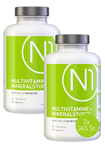 N1 Multivitamin Tabletten hochdosiert - Alle Vitamine + Mineralien - 2x365 Tabl. Jahresvorrat - vegetarisch - Nahrungsergänzungsmittel