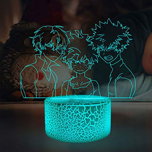 3D-LED-Nachtlicht My Hero Academia für Jungen und Mädchen, Anime-3D-Illusionslampe, intelligente Steuerung, mehrfarbig, Wickeltischlampe, Heim- und Raumdekoration, Geburtstags- und Weihnachtsgeschenke
