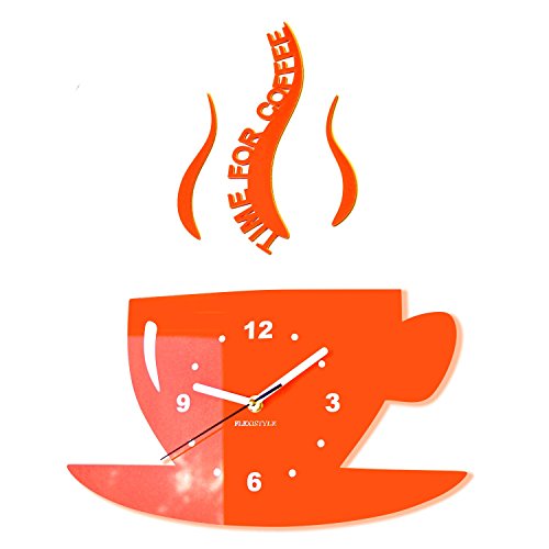 TASSE Time for Coffee Moderne Küche (Zeit für Kaffee) Wanduhr, orange, 3d römisch, wanduhr deko