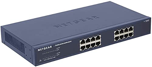 Netgear JGS516 16-Port Gigabit Ethernet LAN Switch Unmanaged (für Desktop- oder Rack-Montage mit ProSAFE Lifetime-Garantie) blau