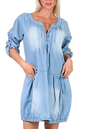 Malito Damen Jeanskleid | Maxikleid mit Taschen | schickes Freizeitkleid - Kostüm 6255 (hellblau)