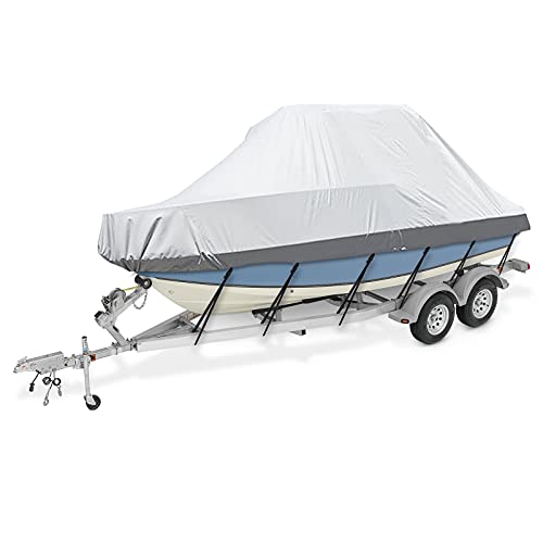 AMGJ Jumbo Bootspersenning Hard Top/T-Top Boot Persenning 600D Oxford-Gewebe mit PU-Beschichtung Wasserdicht UV-beständig Bootsplane,Light Gray,883cm x 550cm