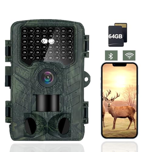 Aoomoon Wildkamera,60MP 4K Video Wildkamera mit Handyübertragung App,0.2s Schnelle Trigger Nachtsichtgerät, Wildtierkamera mit Bewegungsmelder Nachtsicht