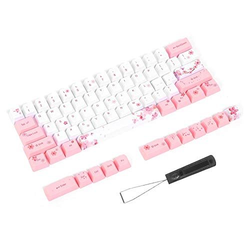 Tastenkappen, 73 Stück, Sublimations-Tastenkappen, mit niedlichem Muster, mit satten Farben für mechanische Tastatur (6064 Kirschblüten).
