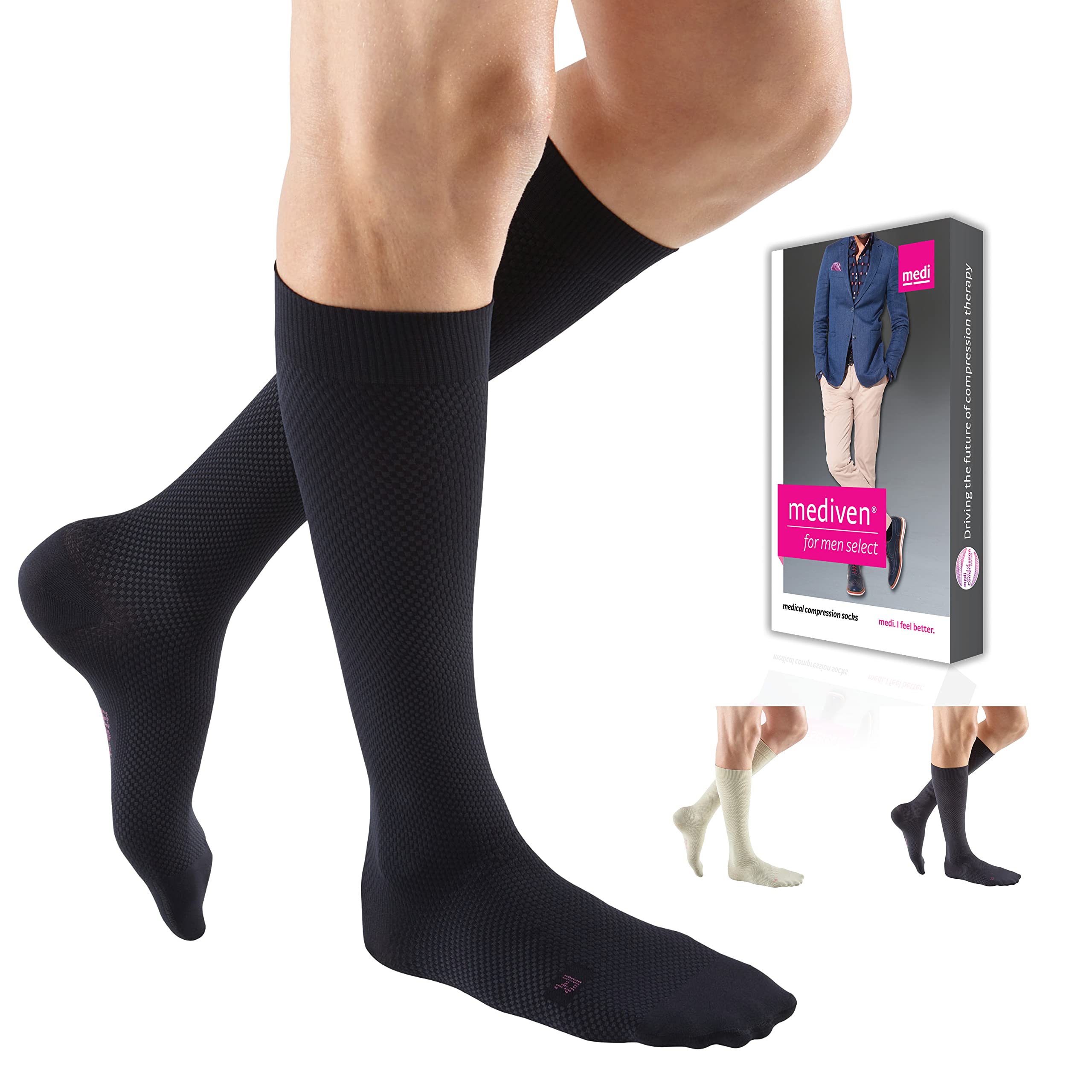 mediven for Men Select, 15-20 mmHg, Calf High Compression Stockings, Closed Toe