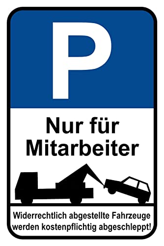 Blechschild 30x40cm gewölbt Parken Parkplatzschild nur Mitarbeiter Deko Geschenk Schild