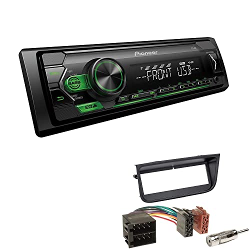Pioneer MVH-S120UBG 1-DIN Autoradio mit grüner Beleuchtung und USB kompatibel mit Android-Smartphones inkl. Einbauset passend für Peugeot 406 1995-2005 schwarz