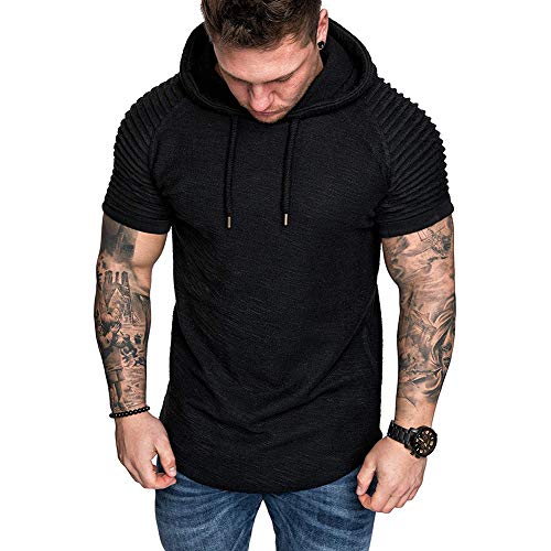 VANVENE Herren Pullover Hoodie Sweatshirt Classic Plain Hooded T-Shirts Top, schwarz 2, XL