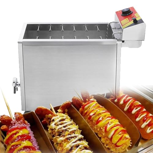 DOZPAL 3000 W Hot Corn Dogs Frittiermaschine – 25 l kommerzielle Maiskäse-Hot Dog Frittiermaschine, automatische Fritteuse für Restaurant, Heimküche, Snackbar