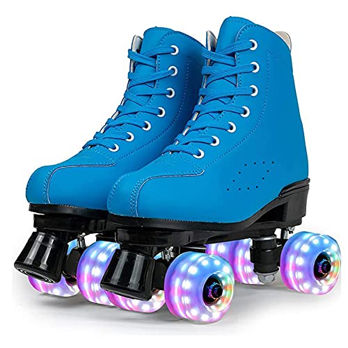 Ledph Rollerskater, Klassische 4 Rollen Skating Roller Damen Roller Skates, Glänzend Girls Rollerskates, Retro Rollschuhe Damen für Damen Herren Jungen Mädchen,Blau,43