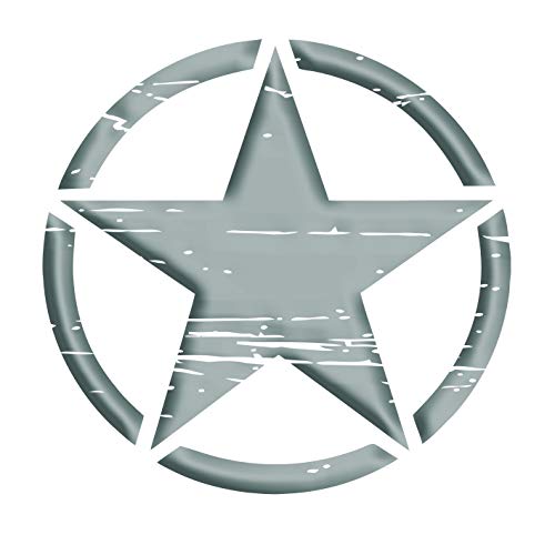 Auto Aufkleber ARMY Militär Stern Sticker Wandtattoo Wandaufkleber USA Star Armee Amerika (2Stück 30cmx30cm, Silber)