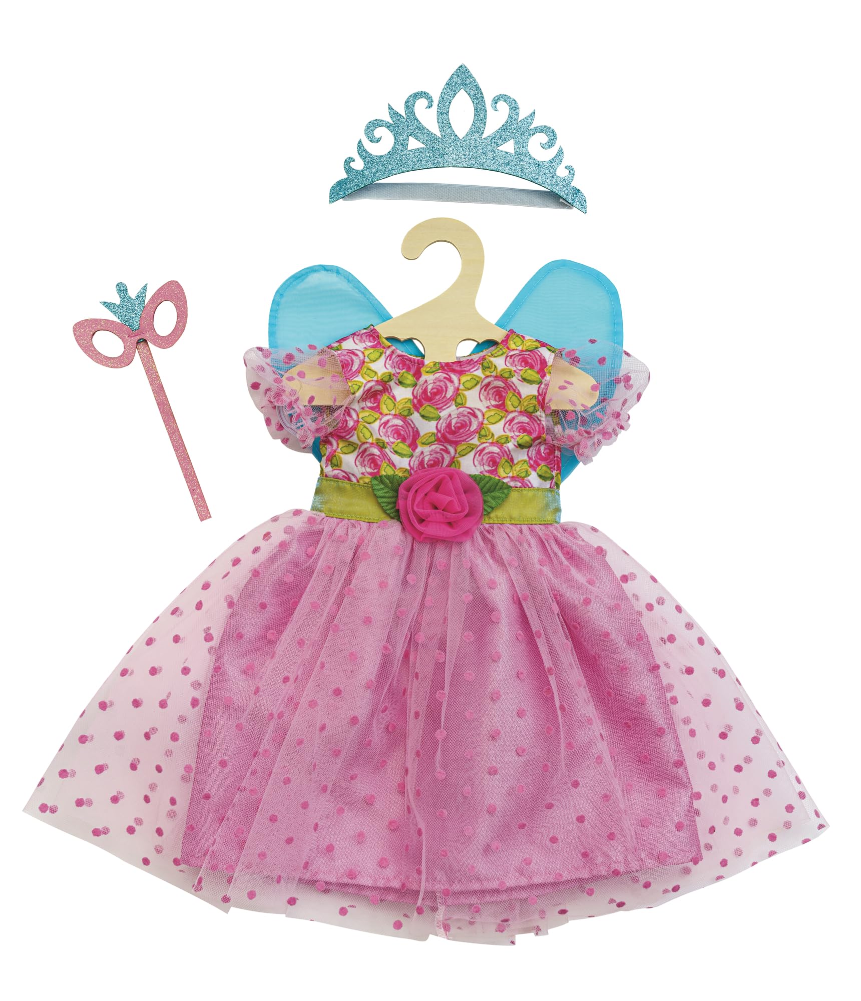 Heless 2440 - Puppenkleidung im Design Prinzessin Lillifee, Kleid inkl. Glitzerkrone und Augenmaske für Puppen und Kuscheltiere der Größe 35-45 cm