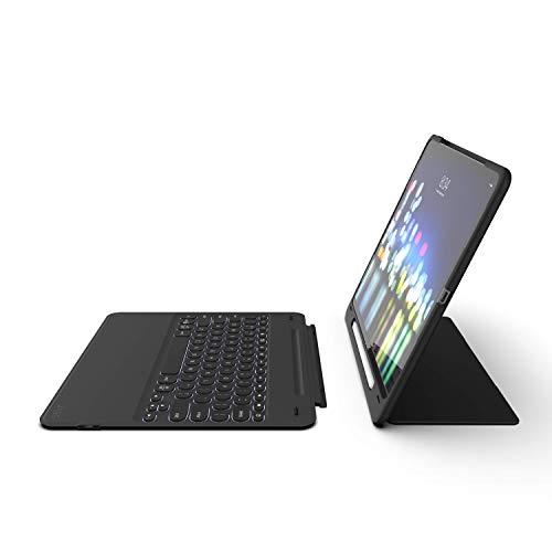 ZAGG Slimbook Go – ultradünne Schutzhülle, aufklappbar mit abnehmbarer Bluetooth-Tastatur, hergestellt für 2019 Apple iPad Pro 12,9 Zoll, Schwarz
