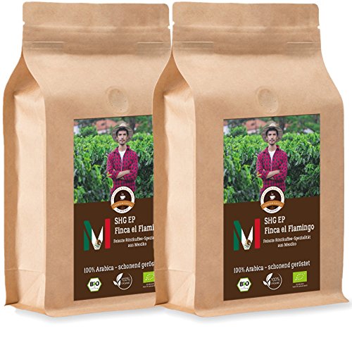 Kaffee Globetrotter - Bio Mexico Finca El Flamingo- 2 x 1000 g Mittel Gemahlen - für Kaffee-Vollautomat, Kaffeemühle - Röstkaffee aus biologischem Anbau | Gastropack Sparpack