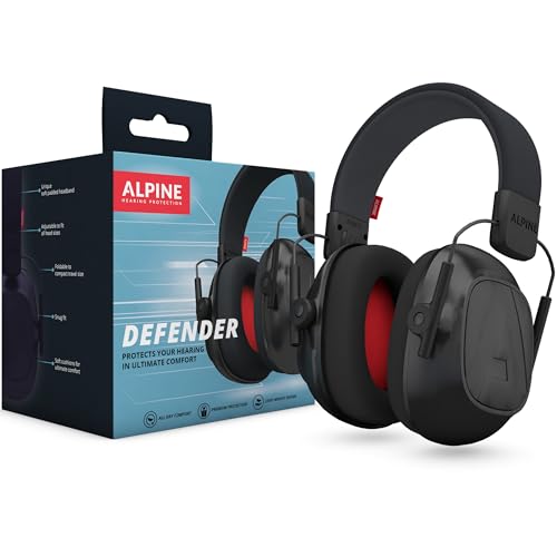 Alpine Defender Gehörchutz für Erwachsene zur Lärmreduzierung - Premium-kapselgehörschutz fürsLernen, die Konzentration, gehörschutz arbeit - Leichtes Design - Ohrenschutz lärmschutz - 26dB