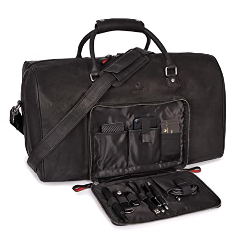 DONBOLSO® Weekender Neapel - Hochwertige Reisetasche Herren groß - Leder Reisetasche Schwarz - Größe L mit 40,5 Litern, Handgepäck Ledertasche