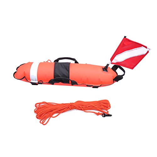 wiianoxd Sicherheits-Oberflächenmarkierungsboje, Signalschwimmer mit Flagge und Seil, zum Freitauchen, Schnorcheln, Rot