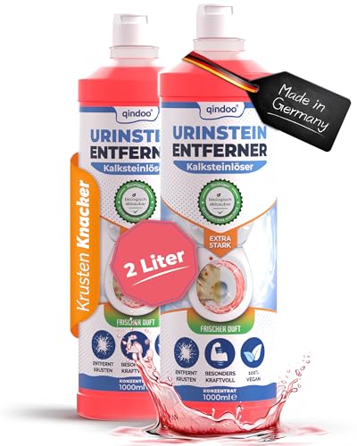 Qindoo Urinsteinentferner Extra Stark, Profi Kalkentferner, Urinstein-Löser kraftvoller Krustenknacker für WC, Urinal und Bad (2 Liter)