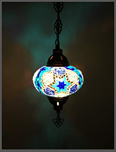 Samarkand - Lights Mosaiklampe Mosaik - Hängeleuchte L orientalische lampe Deckenlampe Blau-Stern