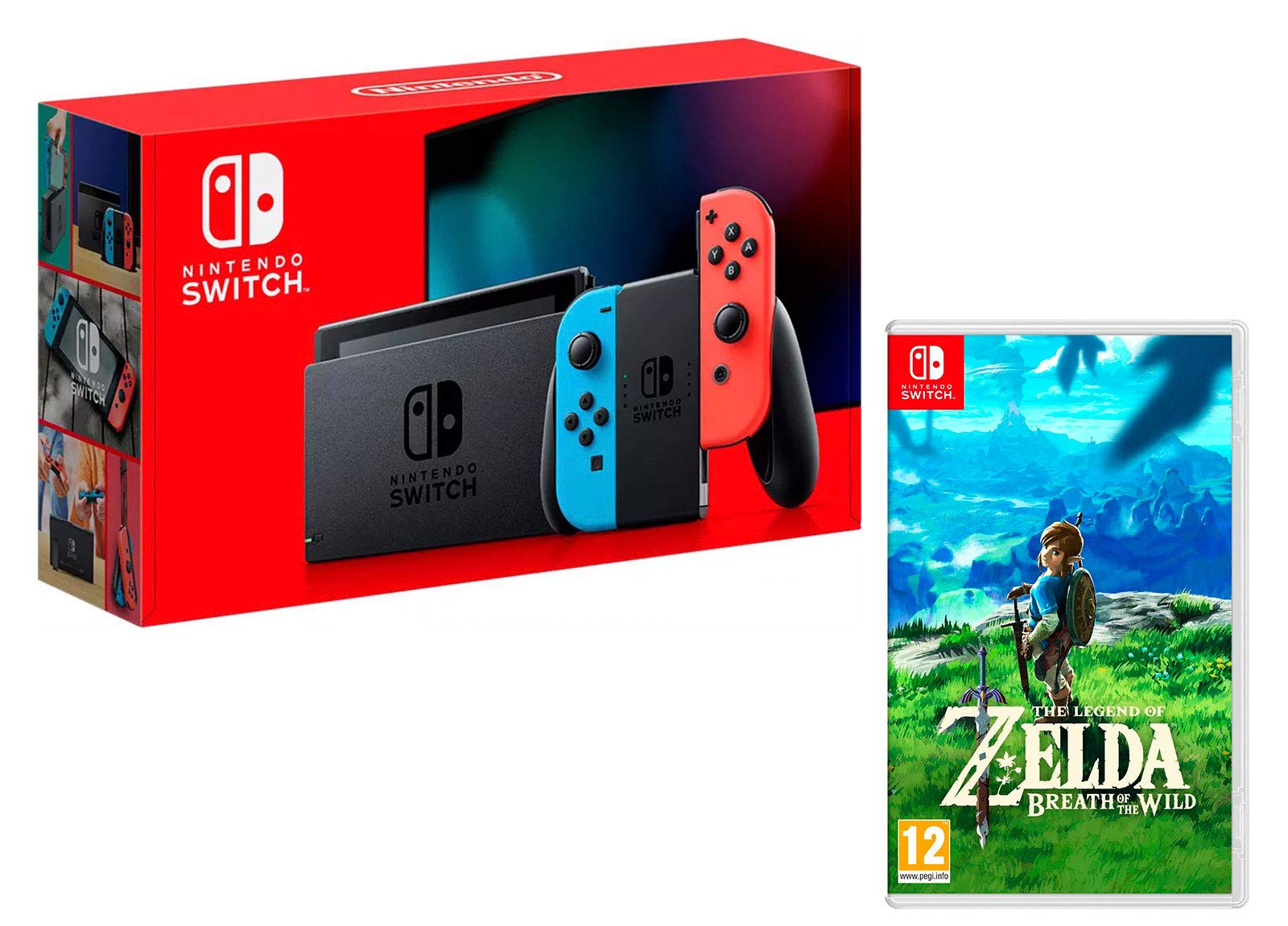 Nintendo Switch Konsole 32Gb Neon-Rot/Neon-Blau [Neues Model] + The Legend of Zelda: Breath of The Wild