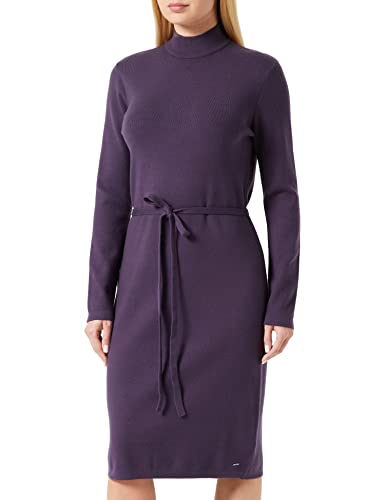 Mexx Women's Mock Neck Knitted Casual Dress, Dark Purple, XL