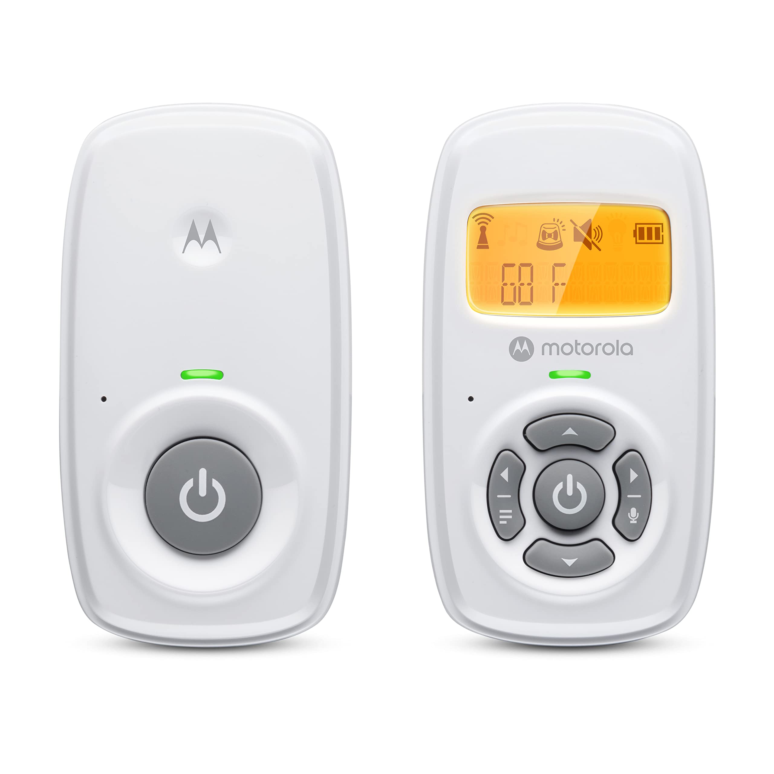 Motorola Nursery AM24 Babyphone Audio - Digitales Babyfon mit DECT-Technologie zur Audio-Überwachung-Raumtemperaturanzeige- Mikrofon mit hoher Empfindlichkeit und Zweiwege-Sprechfunktion–Weiß