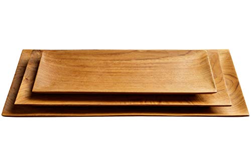 Sushi Teller Teak Holz groß 35 x 18 x 1,5 cm | Holz-Leute