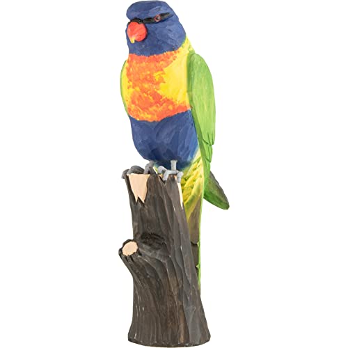 WILDLIFEGARDEN Wildlife Garden WG4800 DecoBird Regenbogenlori - Handgeschnitzter Dekorative Vogel aus Holz - Australische Vögel