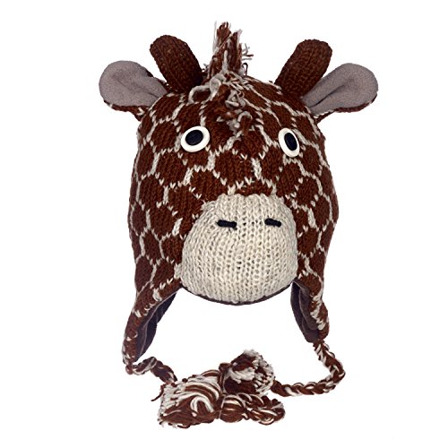 Fun Giraffe handgefertigt Winter Joppe Animal Mütze mit Fleece Futter Gr. Einheitsgröße, braun