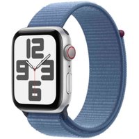 Apple Watch SE (GPS + Cellular) - 44 mm - Aluminium, Silber - intelligente Uhr mit Sportschleife - Stoff - Winter Blue - Handgelenkgröße: 145-220 mm - 32GB - Wi-Fi, LTE, Bluetooth - 4G - 33 g (MRHM3QF/A)