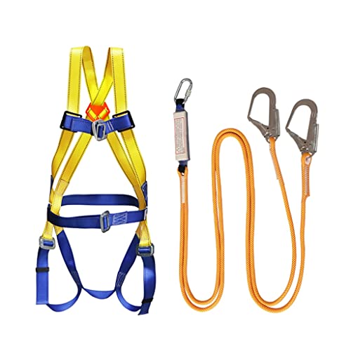 BBGS Fallschutzausrüstungen Ganzkörper-Sicherheitsgurt Kit, Fallschutz Persönlich Schutzausrüstung D-Ringe Tülle Beingurte Werkzeug Lanyard (Color : Style 2, Size : Double hook-3m)