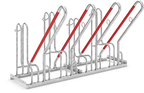 Anlehnparker 4504 | Fahrradständer einseitig | für 4 Fahrräder | Freiaufstellung | erweiterbar | Abwechselnde Hoch-/Tiefeinstellung | Fahrradparker Bodenparker Mehrfachständer Anlehnbügel | Dreifke®