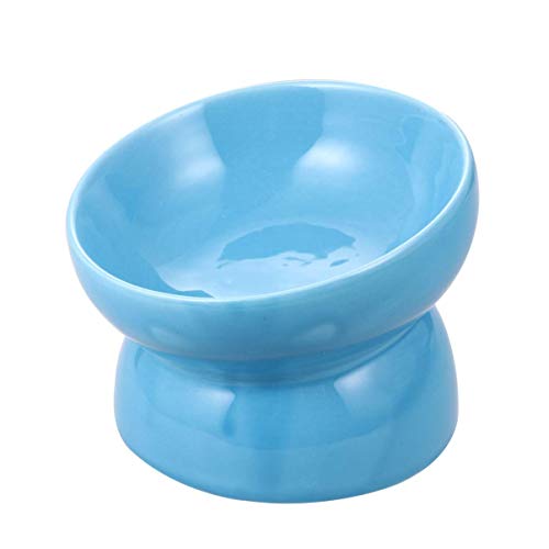 M I A Erhöhter Futternapf für Haustiere, Keramik, Futternapf, Wassernapf für Katzen und Hunde (Farbe: Blau, Größe: L)