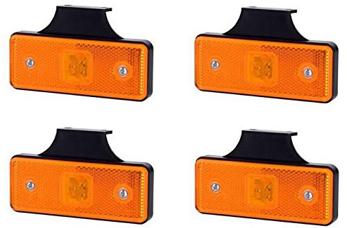 4 x 3 SMD LED Orange Begrenzungsleuchte mit Halterung 12V 24V E-Prüfzeichen Seitenleuchte Umrissleuchte Anhänger Wohnwagen Auto LKW PKW Licht