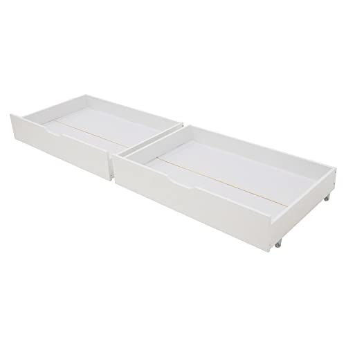 Set aus 2 weißen Aufbewahrungsschubladen für Betten